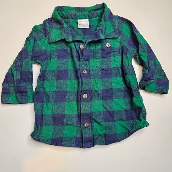 Hanna Andersson Plaid Flannel, Green And Blue, Size 75cm US 12-18 Months - Picture 1 of 4